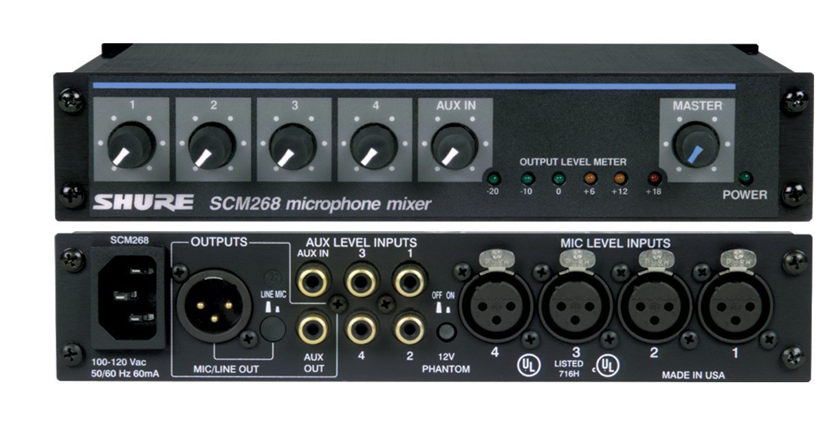 Bàn trộn microphone 4 kênh Shure SCM268 chính hãng