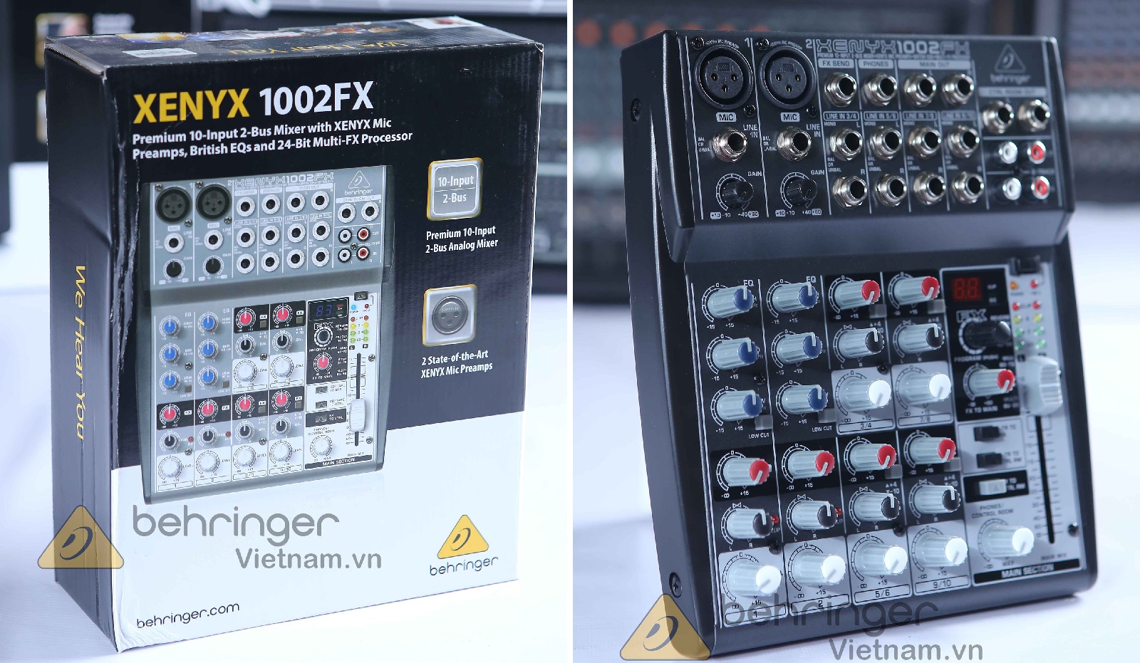 Cấu hình âm thanh sân khấu hội trường chuyên nghiệp với mixer Behringer Xenyx 1002FX